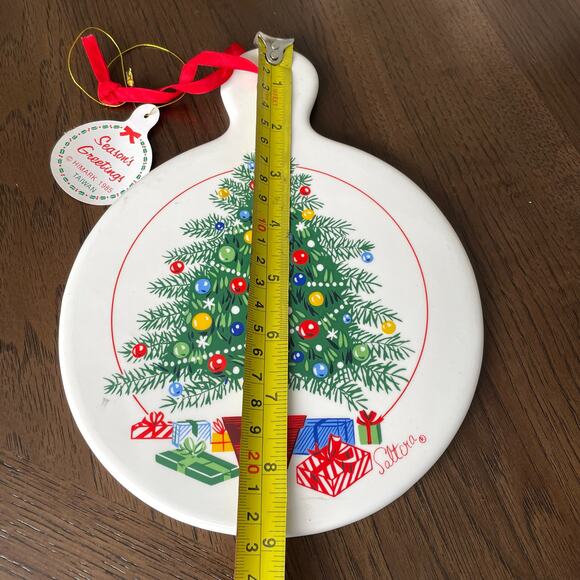 Vintage Christmas Trivet Ceramic Reversible Porcelain Holiday Saltera Himark Box - Picture 6 of 10
